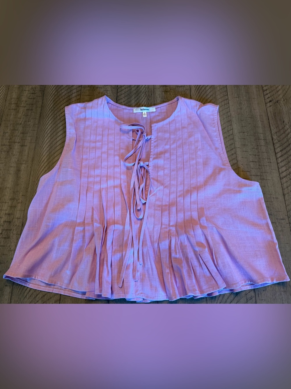 Lalavon Pink Pleated Tank- size Large